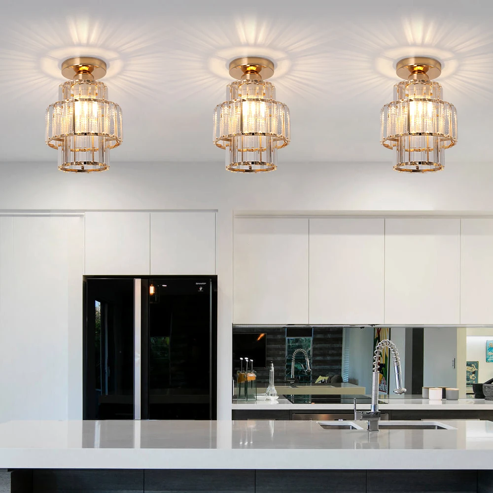 Modern Crystal Ceiling Lamp Led Hanging Lights Home Appliance Dining Room Nordic Loft Chandelier Bedroom Bedside Decora Fixtures
