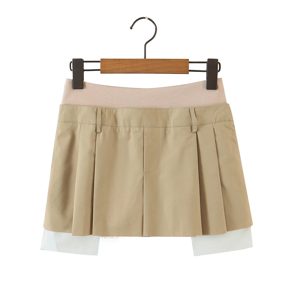 High wiasted cargo skirts for women vintage khaki mini skirts womens 2024 Summer pletaed skirts Korean fashion skirt with shorts