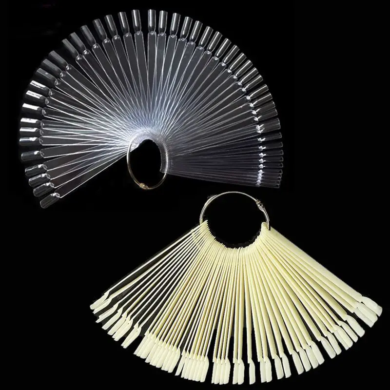 

1 Set 50 Sticks Natural Fan Shaped Nail Display Tips, DIY Practice Salon Nail Board Set, Nail Art Display