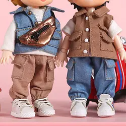 Ob11 Clothes Fashion Tooling Style Pants Pocket Decoration Jeans Elastic Waist Trousers For Obitsu11 Dolls Accessories Kids Toys
