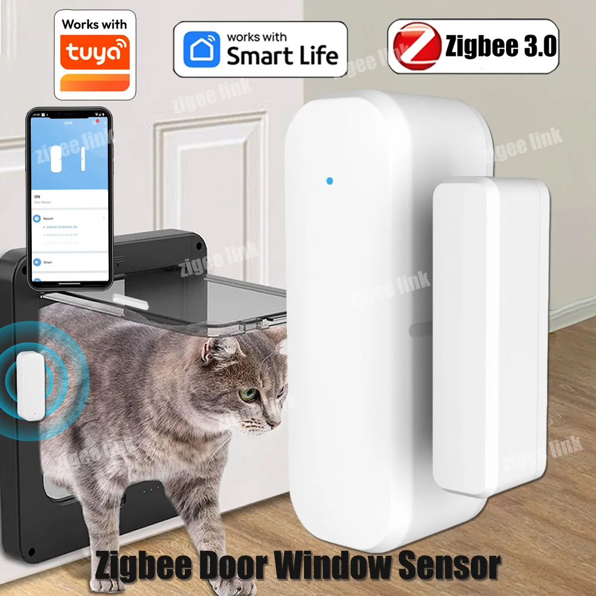 

Tuya Zigbee Door Window Sensor Smart Door Entry Wireless Alarm Detector Home Security Device Work With Smart life Alexa