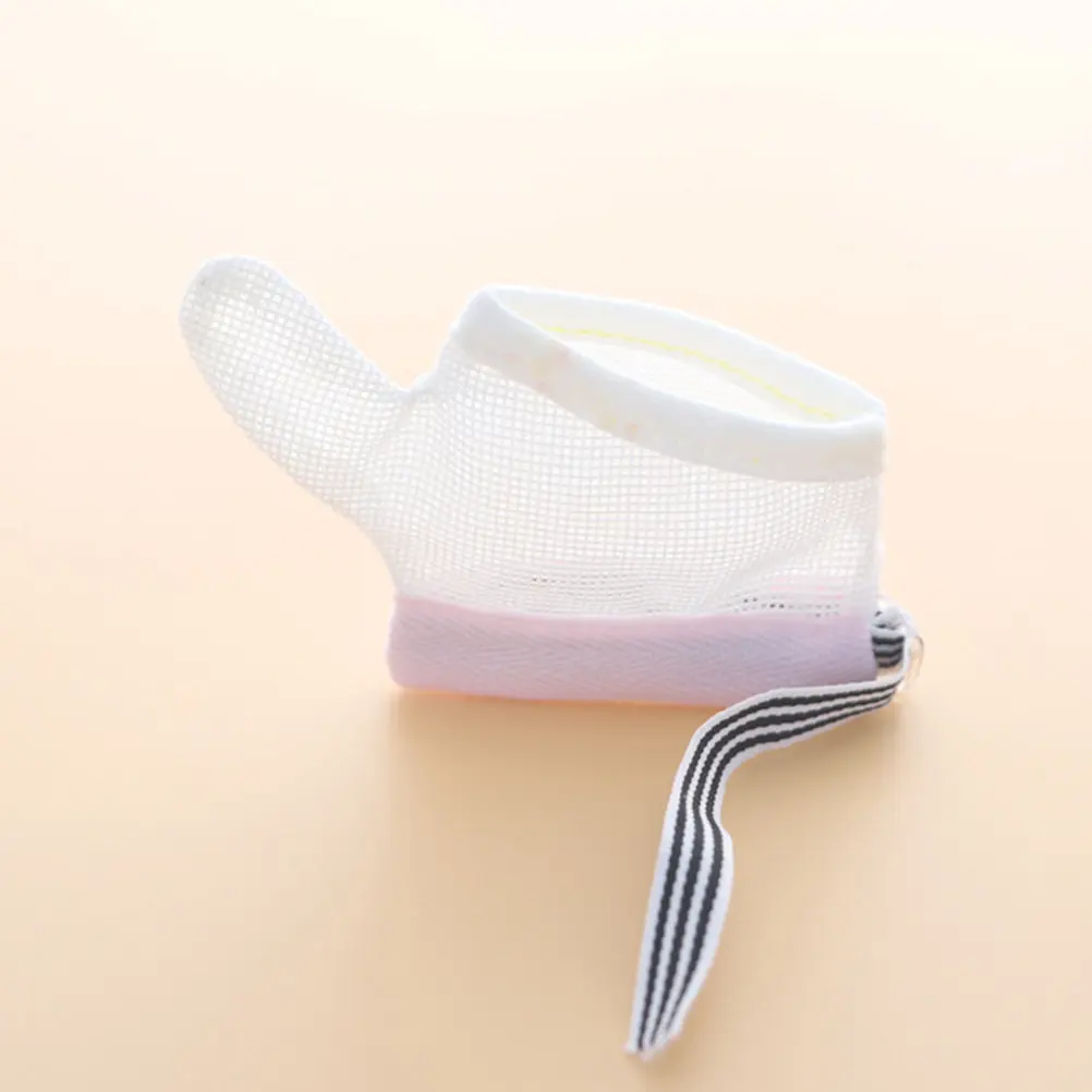 

2Pairs Infant Protective Gloves Adjustable Wrist Rope Breathable Nylon Anti Sucking Gloves Stop Finger Sucking for Babies