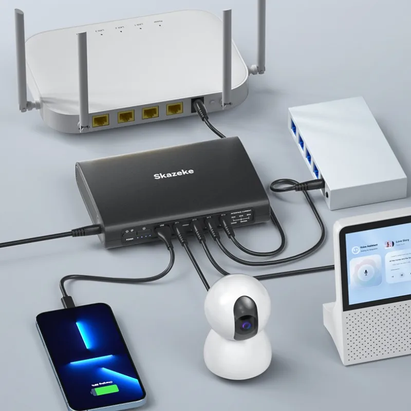 Skazeke MD1 Mini UPS DC مصدر طاقة غير منقطع 25600mAh 5v 9v 12v 3A 90W 220V Home Router Wifi Modem 18650 بطارية احتياطية #2