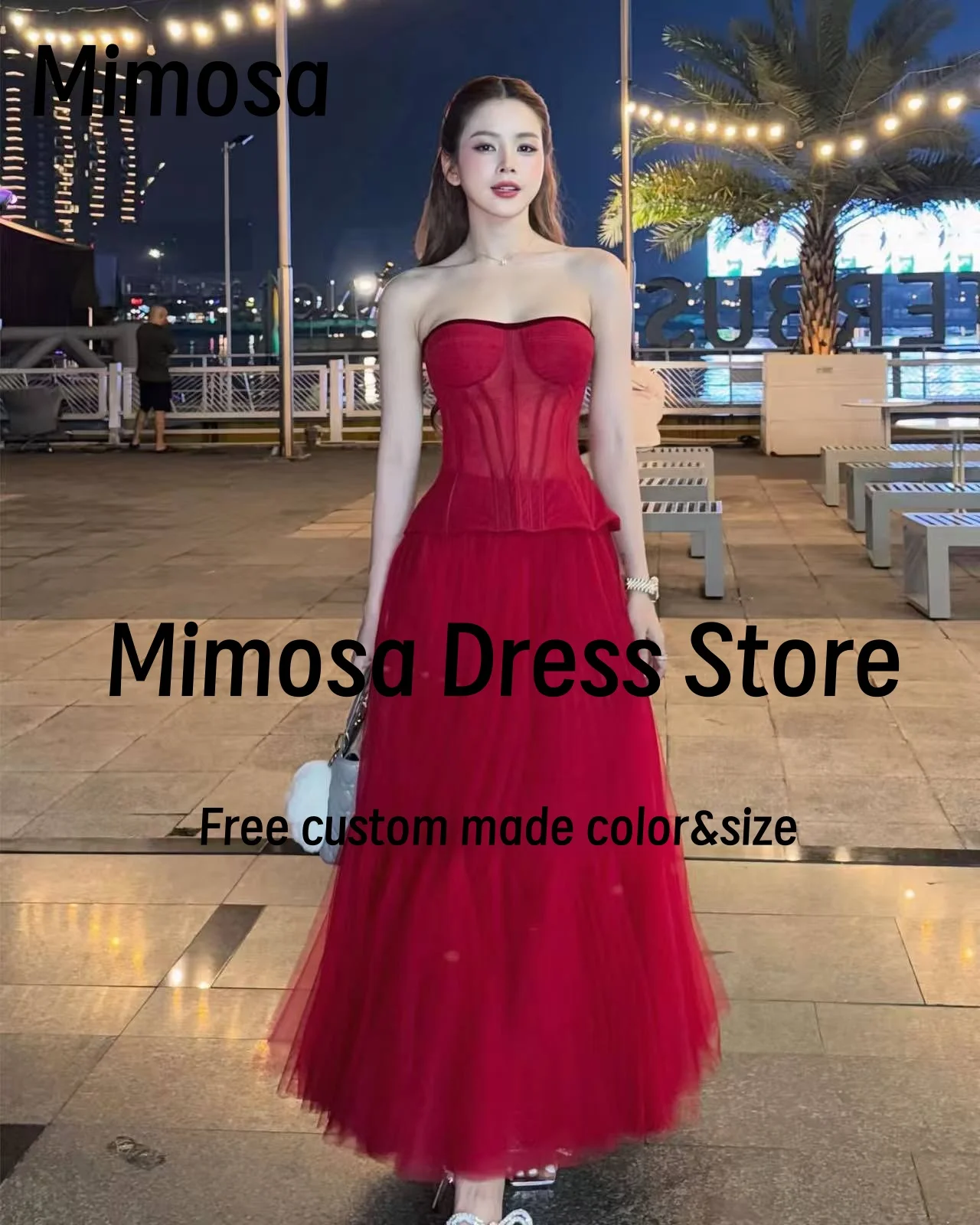 

Mimosa 2-Pieces Prom Dresses 2025 Strapless Corset Vestidos De Noches Tulle Bespoke Evening Party Dress Korea Customized