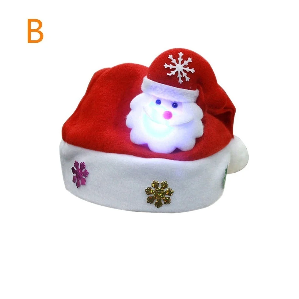 2026 New 1Pc LED Christmas Hat Santa Reindeer Snowman Design For Adults & Kids Xmas Gift Holiday Party Light Up Caps