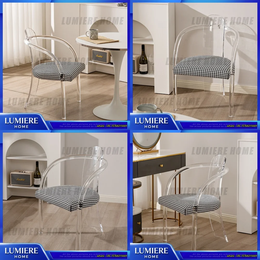 

Scandinavian Minimalist Acrylic Dining Chair Transparent Crystal Vanity Stool for Home Hotel Lobby Decorative Modern Design