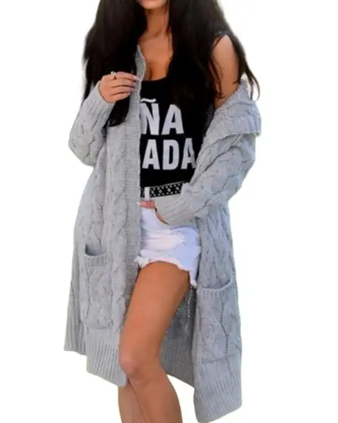 

Autumn and Winter 2025 New Fashion Long Fried Dough Twists Oversize Cardigan Sweater Hooded Fried Dough Twists Knitting Coat