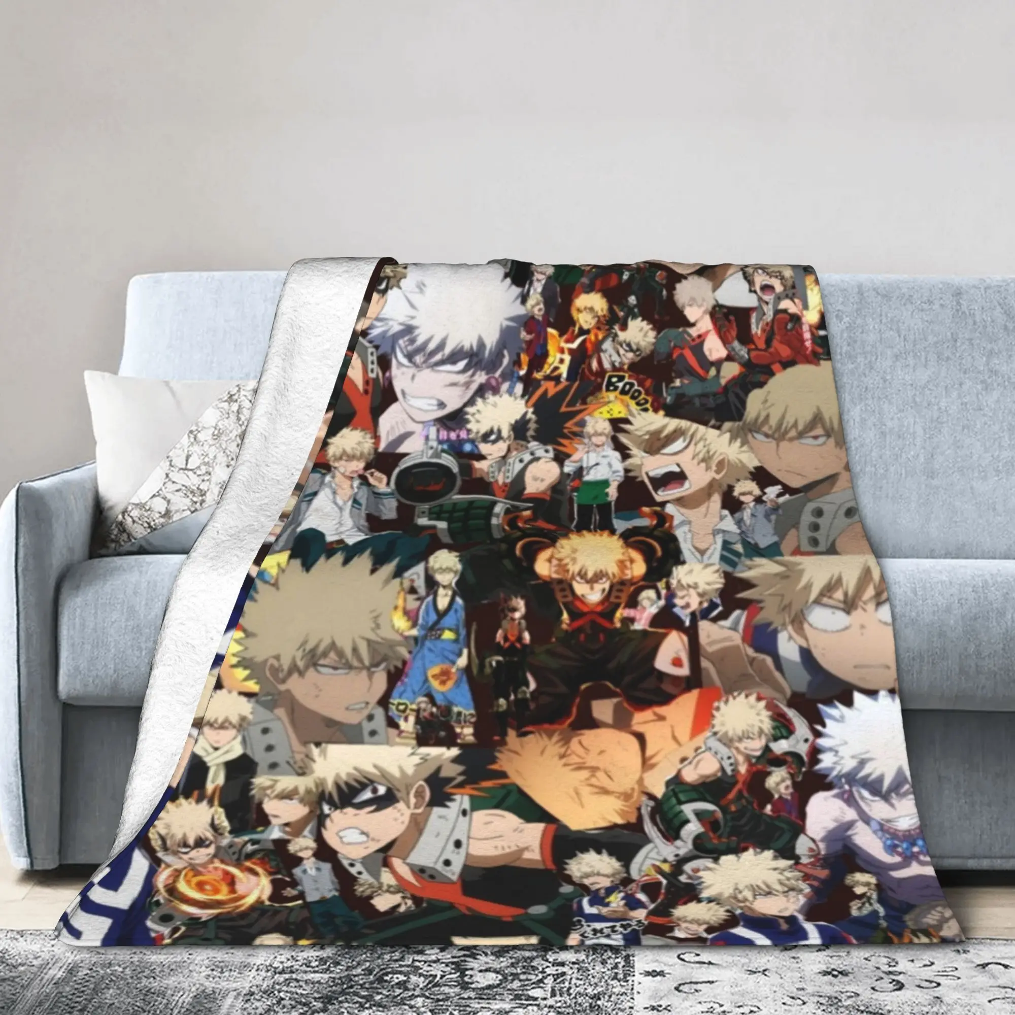 MHA Anime Blankets Do You Truly Love Bakugou Katsuki Fuzzy Throw Blanket Summer Air Conditioning Portable Soft Warm Bedsprea,