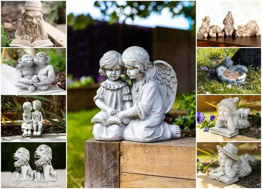 

Garden Ornaments Stone Effect Large Outdoor Decorations Angel Monkey Lions Fairy Animal sculpture,