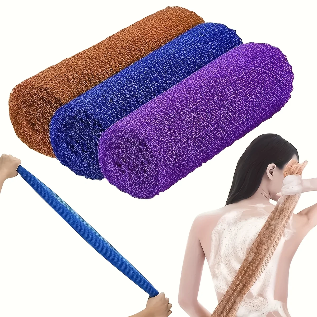 Long Nylon Scrub Towel Exfoliating Mesh African Net Bath Sponge Washcloth for Back Shower Skin Care Towel Exfoliating Body Scrub view 2