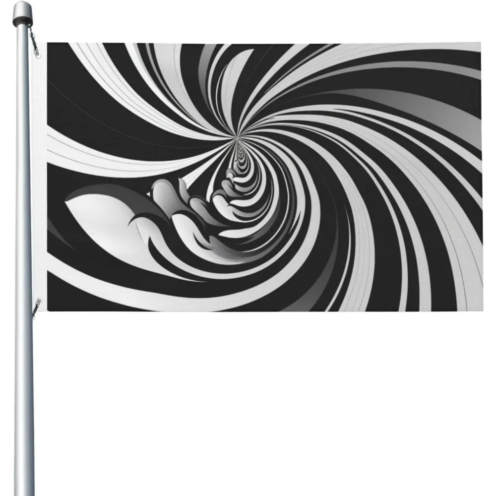 Black White Swirl Optical Illusion Polyester Garden Flag Outdoor Banner Decorative Sign