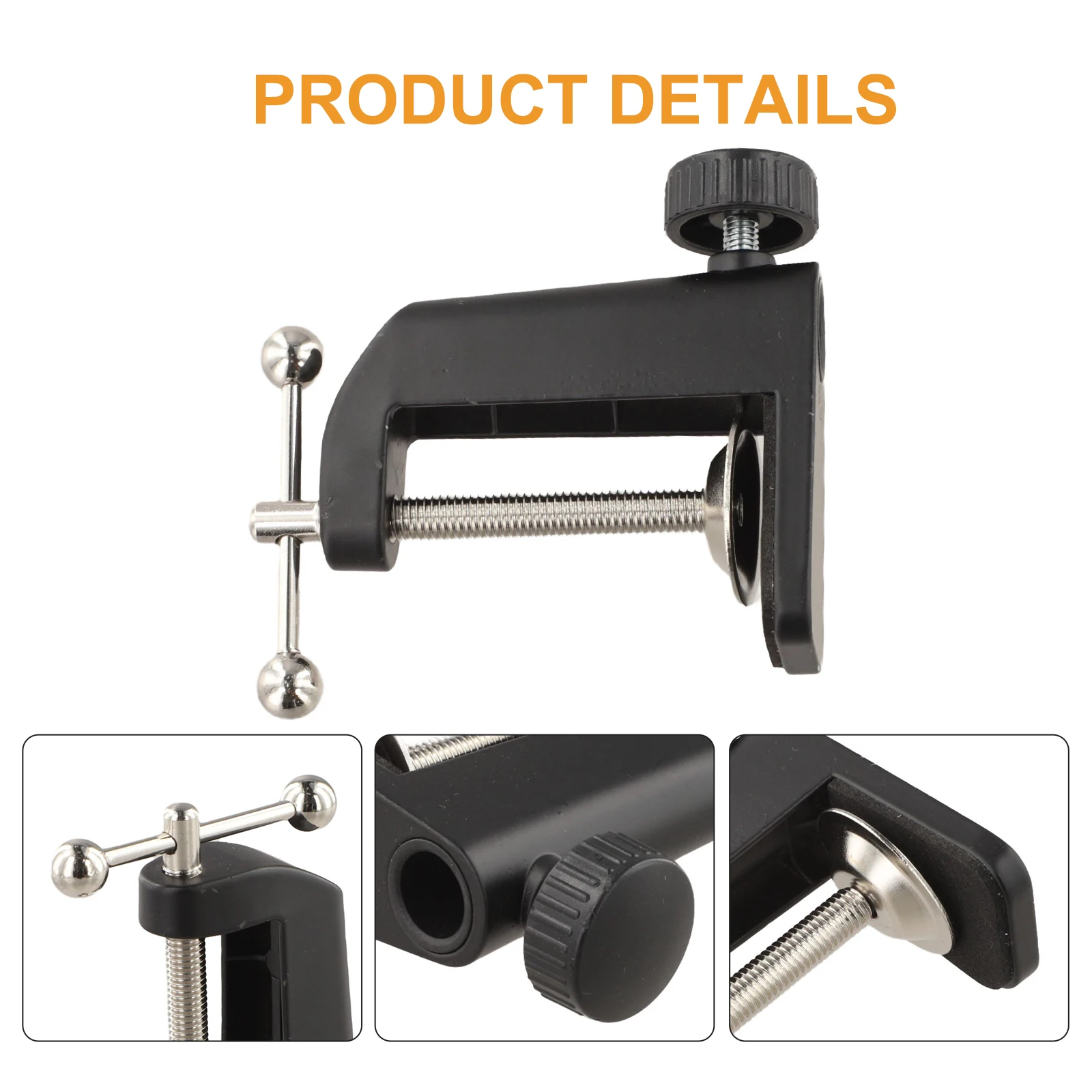 1PC Woodworking Clamp C-Clamp Stainless Steel Table Mount Clamp Clip For Metal Microphone Stand C Shape Adjustable 5cm Height