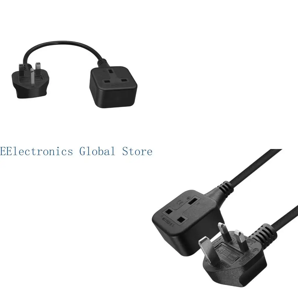 462B British Style Power Cable Extension 3 Prongs Male to Female Extension Cable Suitable For High Wattage Appliances