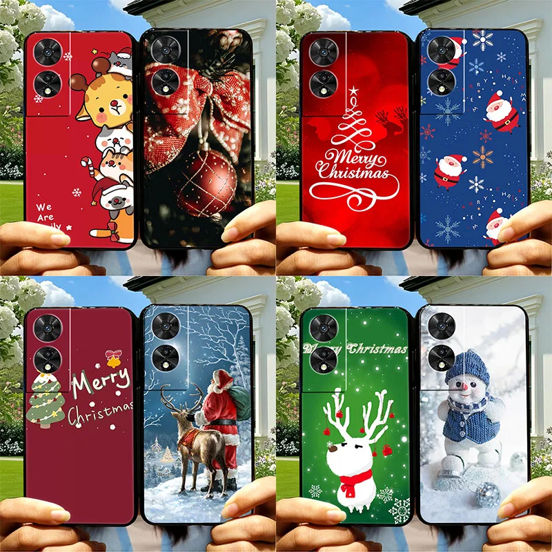 

6 pcs For TCL 505 Christmas Cartoon Santa Cover Soft Silicone TPU Phone Case For TCL505 Covers Shoclproof Protection Casing Case