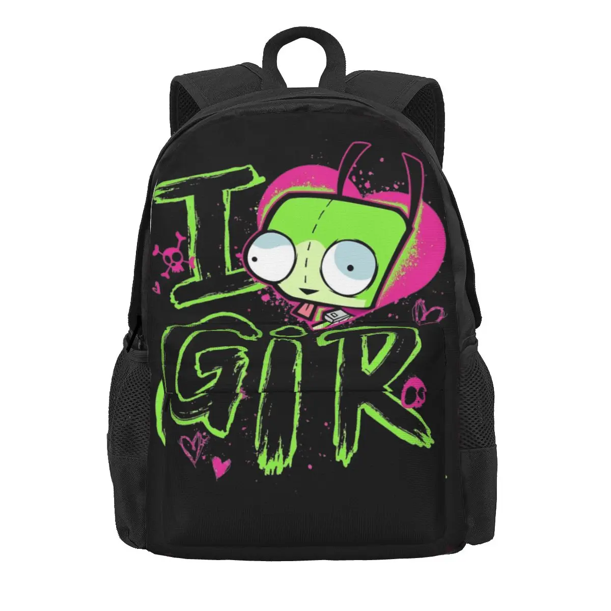 Invader Zim Valentine's Day Backpack for Men Women Teenage School Work Daypack I Love GIR Laptop Computer Shoulder Bag Outdoor