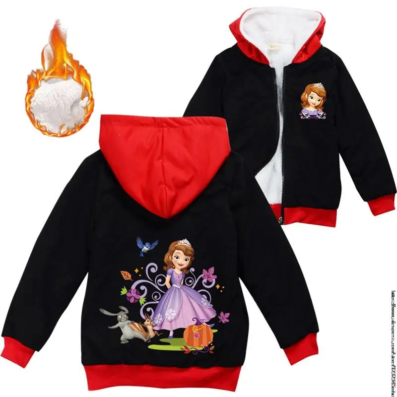 Ragazze moda Disney Sofia Princess felpe con cappuccio bambini felpe bambini Full Zipper cappotti caldi adolescente felpa con cappuccio abbigliamento