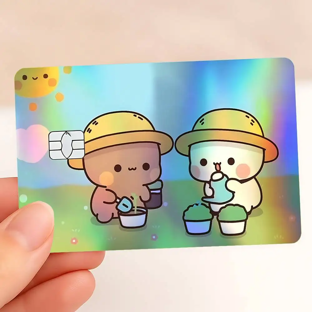Panda Bear B-Bubu-Dudu Holographic Sticker Laser Film Shinny Skin For Debit Credit Bank Card