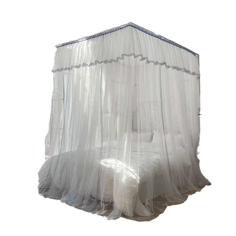 

White Japanese-style bed curtain, small fresh gauze floor-to-ceiling in B & B inn