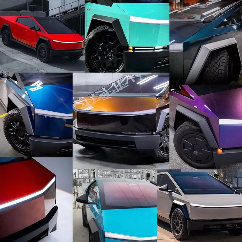 

Для Tesla Cybertruck 2025-2026 DIY ПЭТ защитная пленка для ударов краски ПВХ с изменением цвета атласная матовая черная виниловая пленка против царапин
