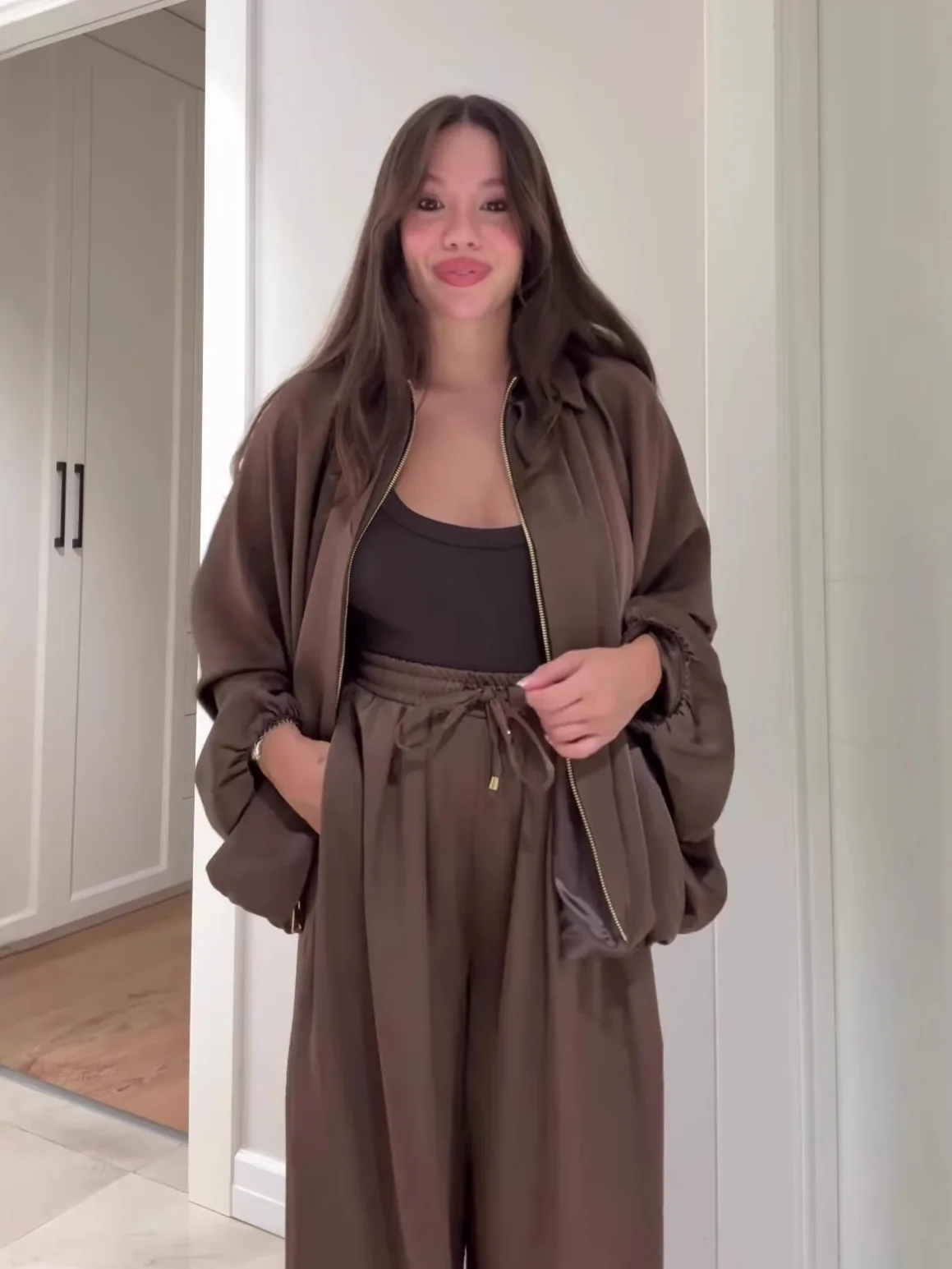 SuperAen Loose Design 2026 Spring and Autumn New Jacket High Waist Long Pants Two-piece Sets