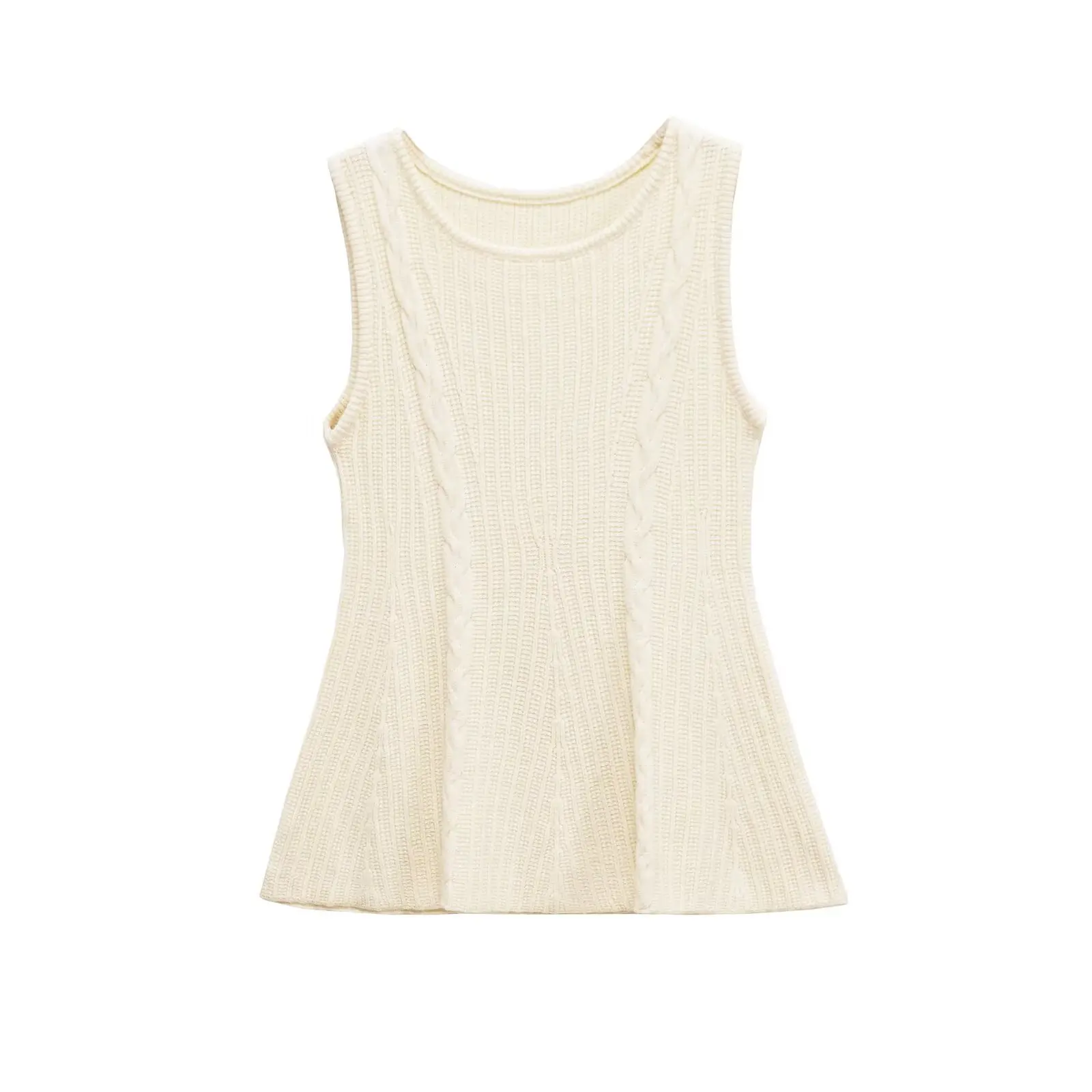 

Fall Knitted Short Skirt Sleeveless Women's Top Elegant Twist Design Wholesale Fashion Outerwear