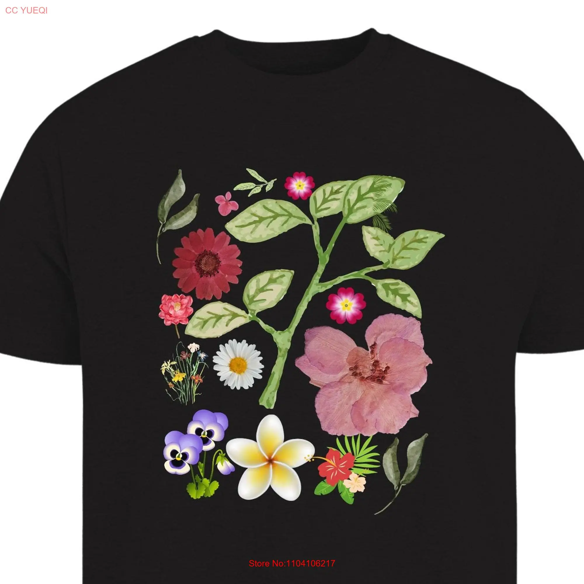 Vintage Wildflower T Shirt Boho Flower Wild Botanical Clothes Floral Clothing long or short sleeves