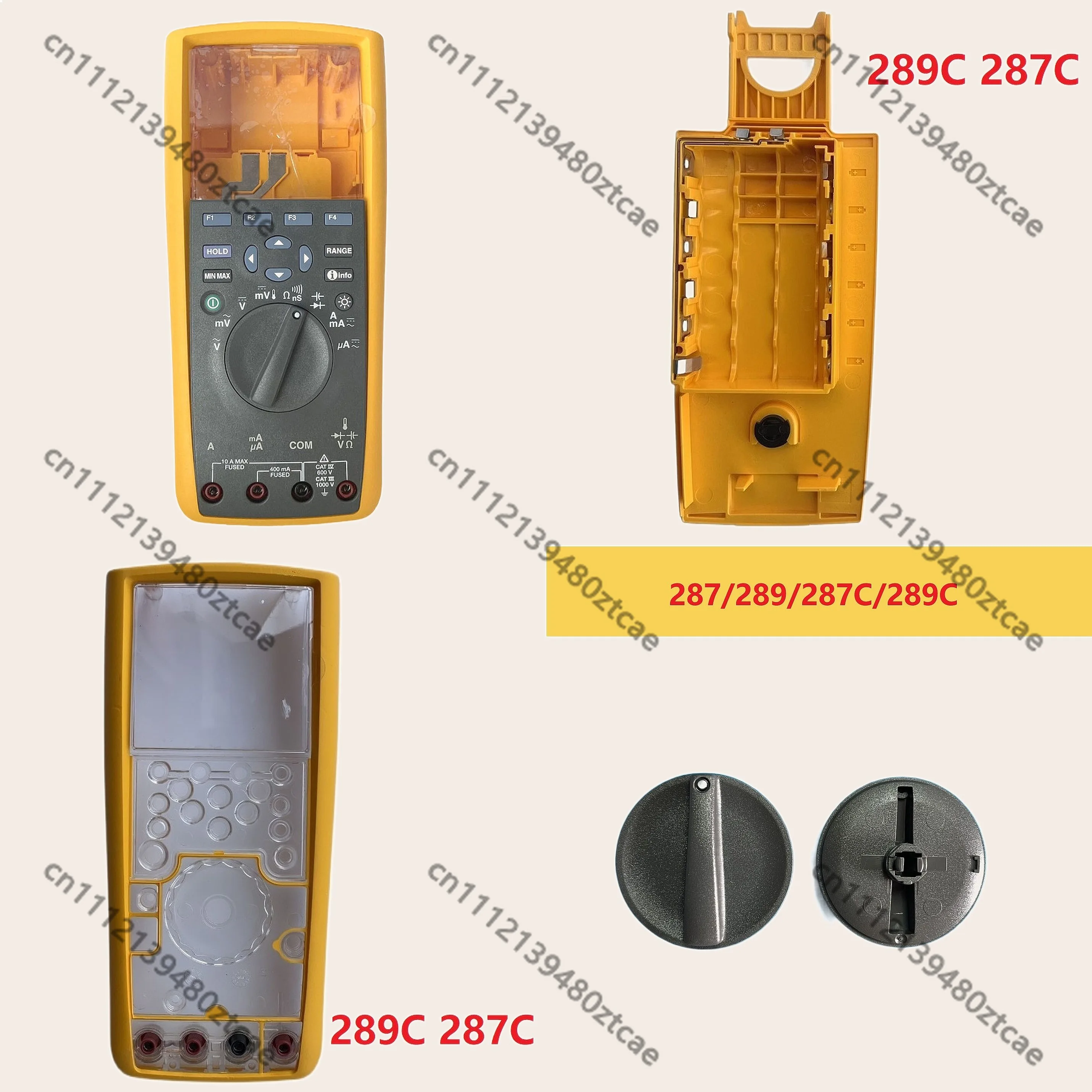 For Fluke 287 289 287c 289c Front Back Case Battery Compartment Keyboard Protection Key Knob Baffle Shell