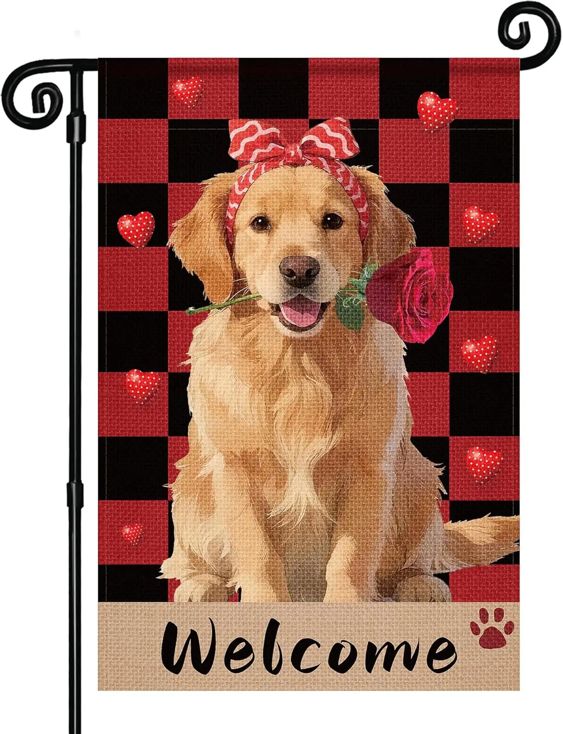 HOOSUN Valentine Garden Flag Double Sided 12 x 18 Inch,Valentines Day Decorations Outdoor,Small Garden Flag for Outside,Uniq EEZ