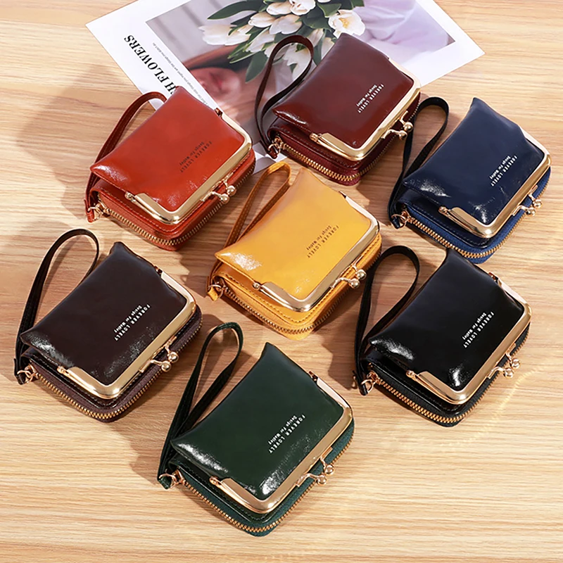 New Women's Mini Women's Wallet Wrist Strap Short Zero Wallet Coin Clip Bag Multiple Card Positions Card Bag Money Clip