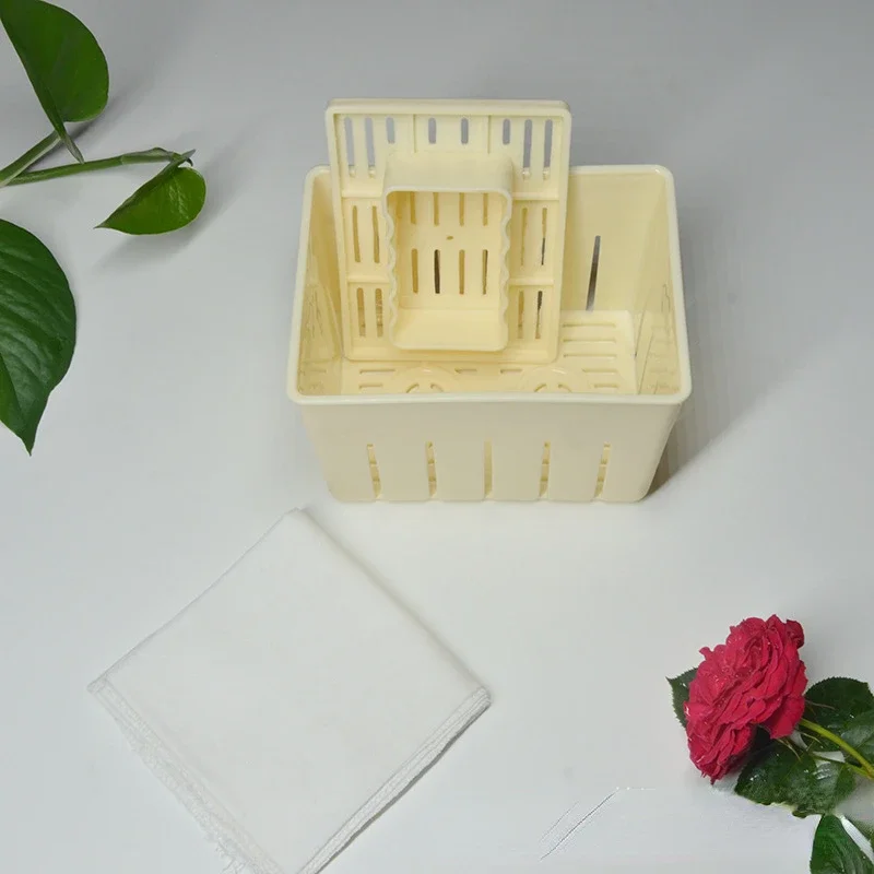 1 Pcs/Set Plastic Tofu Maker Press Mold Kit + Cheese Cloth Soy DIY Pressing Mould Kitchen Tools Food Grade PP