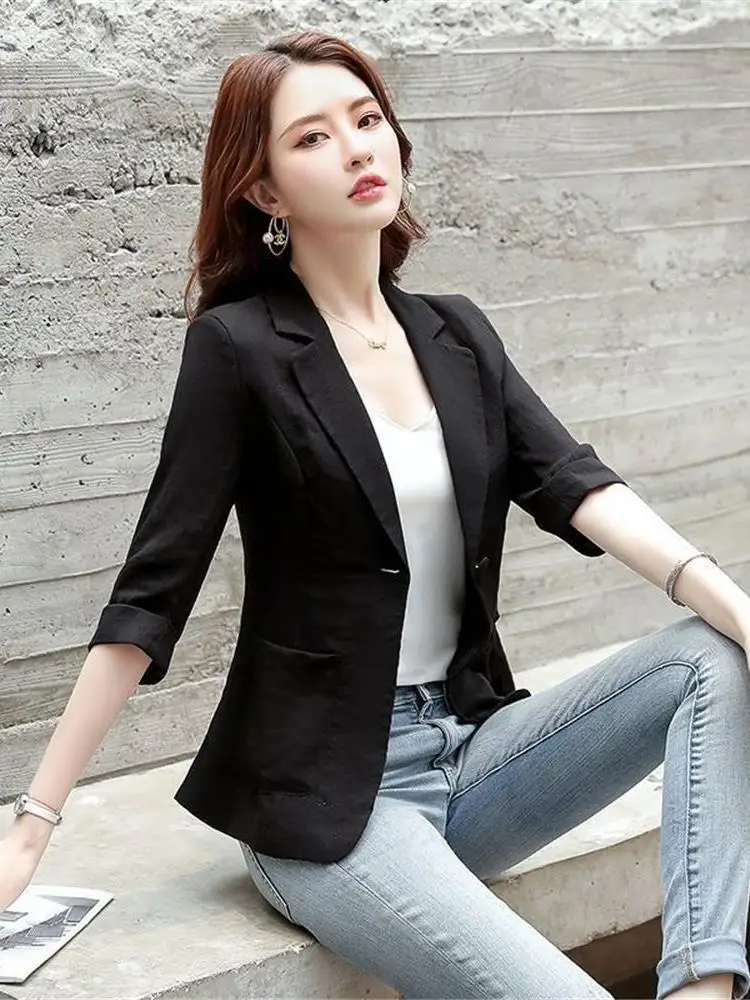 بدلة نسائية ort بقصة ضيقة Jaet صيفية رفيعة سبعة أرباع Sve Faionable صغيرة الحجم للحماية من الشمس إنتاج صيني