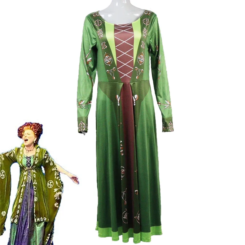 Halloween Carnival Costumes Hocus Pocus 2 Winifred Mary Sarah Sanderson Cosplay Costume Adult Women Kids Girl Long Dress AS3527