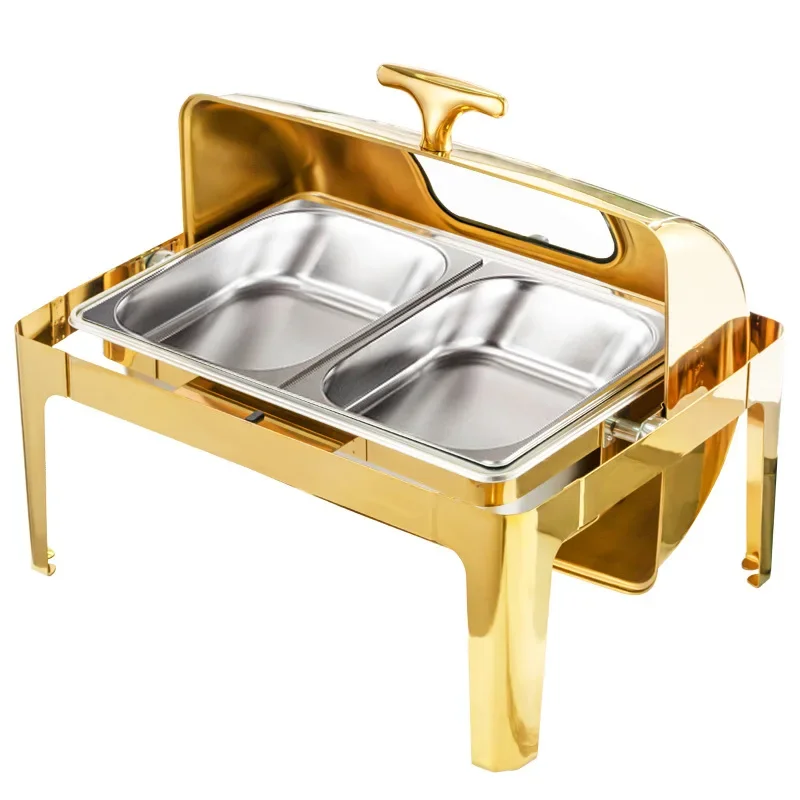 Thickened stainless steel buffet stove Square hotel insulated dining stove breakfast stove electric heating tableware