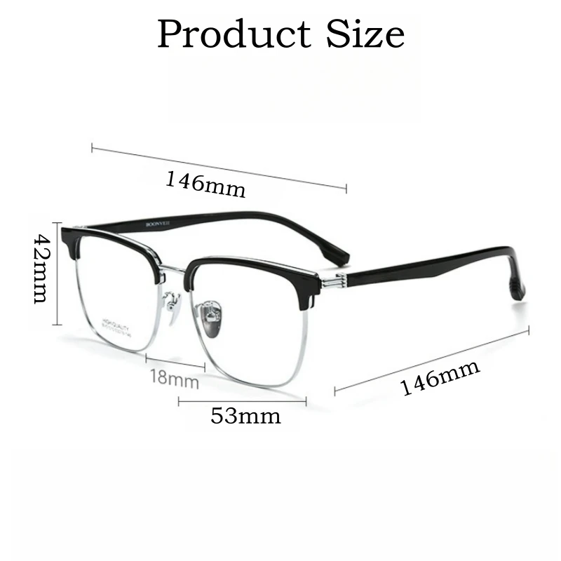 OLLYMURS Fashion Business TR90 Alloy Spectacle Frame Retro Trend Big Face Optical Prescription Men's Eyeglasses Frames BV51010B