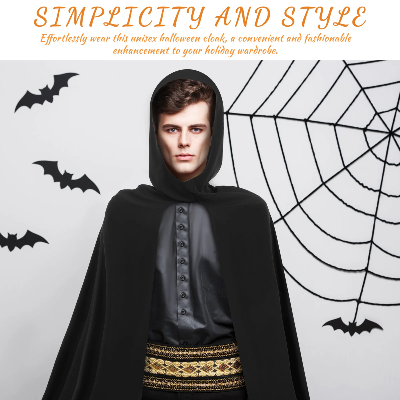 Capa de disfraz de Halloween, capa de vampiro, accesorio con capucha, bata negra, disfraces de mago