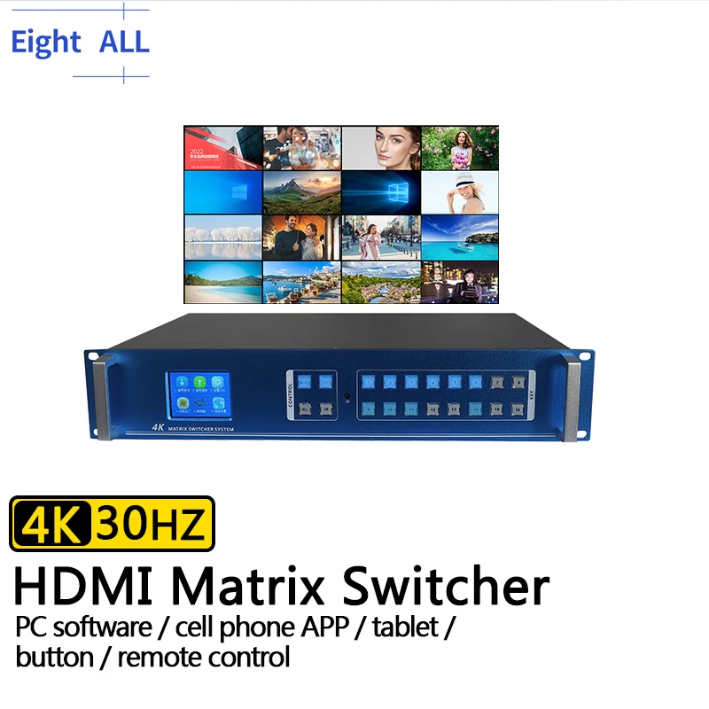 アプリコントロール用hdmiマトリックスイッチャー、プロのラックスプリッター、4k30hz、4x4 8x8 x16 16 16x16、スプリッターをサポート