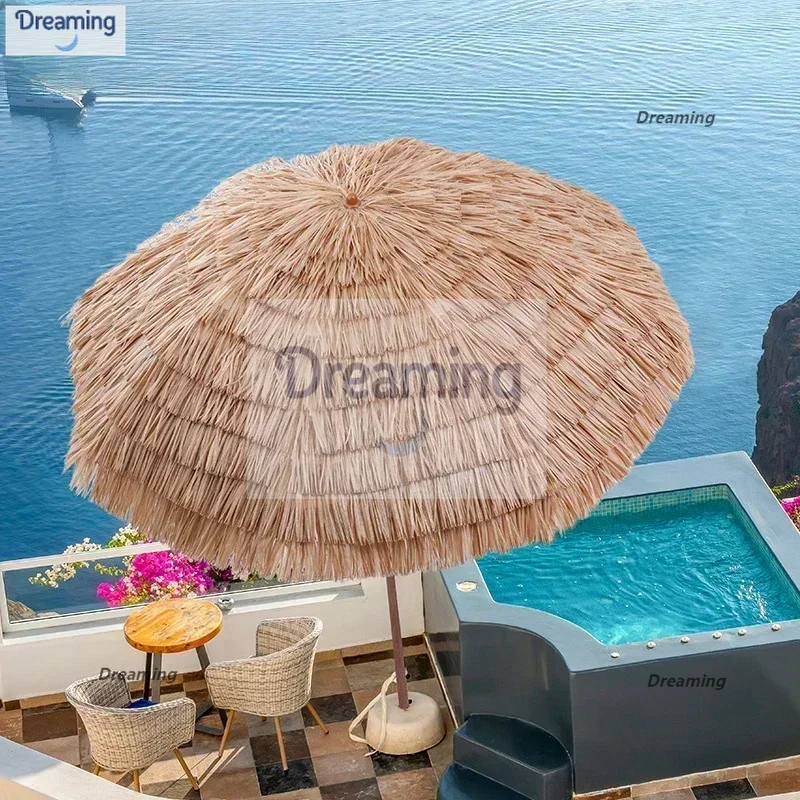 

Outdoor beach umbrella wholesale camp sun garden decorative outdoor simulation straw umbrella