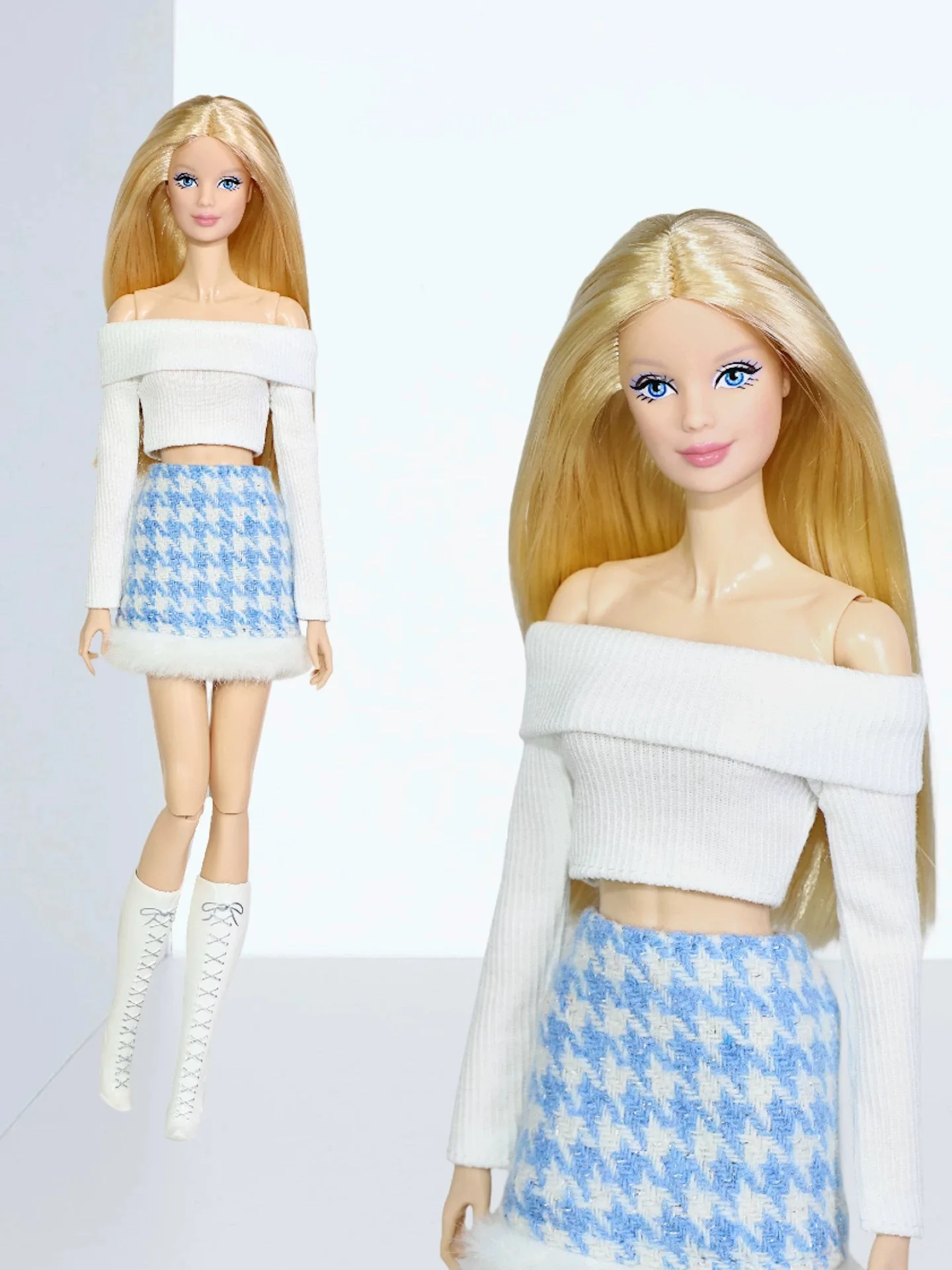Fashion Doll Clothes Accessories Simple One-Shoulder Knitted Top For 1/6 OB24 FR Supermodel Doll Babi PP Blyth