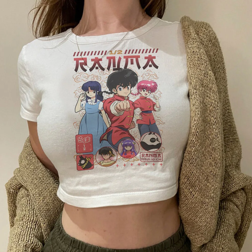 Ranma 1/2 Saotome crop top y2k Streetwear corset gyaru Grunge babydoll 2025 vintage  woman clothing
