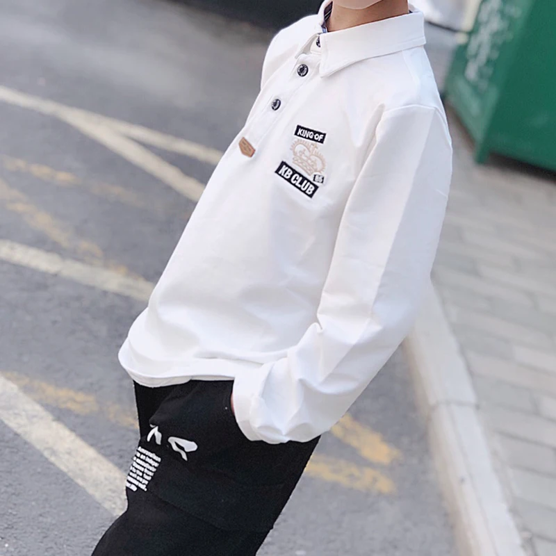 Boys Shirt 2024 Spring Autumn Kids Cotton Clothes Casual Children Turn-down Collar Long Sleeves Polo Clothing for Boys