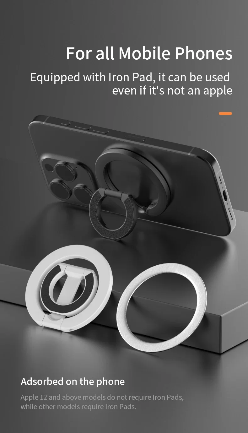 Für MagSafe Doppelseitige Magnetische Telefon Ring Halter Tragbare Falten Handys Ständer Telefon Zubehör Unterstützung Halterung Grip Tok – Detail 13