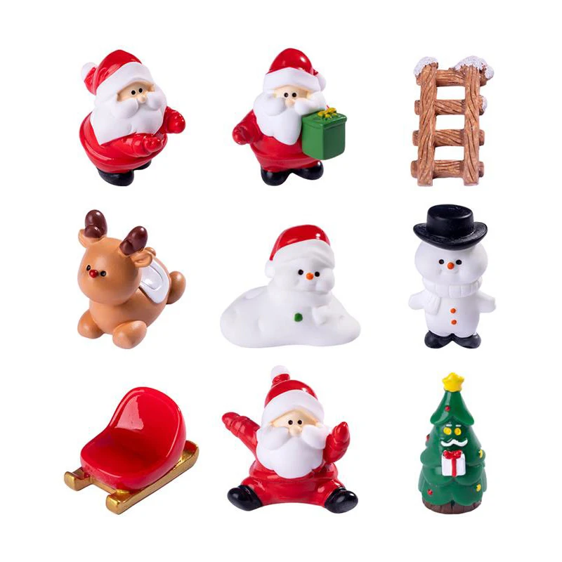 Creative Mini Santa Claus Elk Snowman Christmas Tree Resin Car Home Ornaments Micro Landscape Decoration DIY Accessory Kids Gift