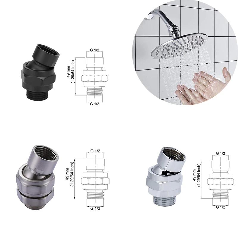 

1PC Adjustable Solid Brass Shower Arm Extension Component Bathroom Shower Head Swivel Ball Adapter Shower Connector Ball Joint