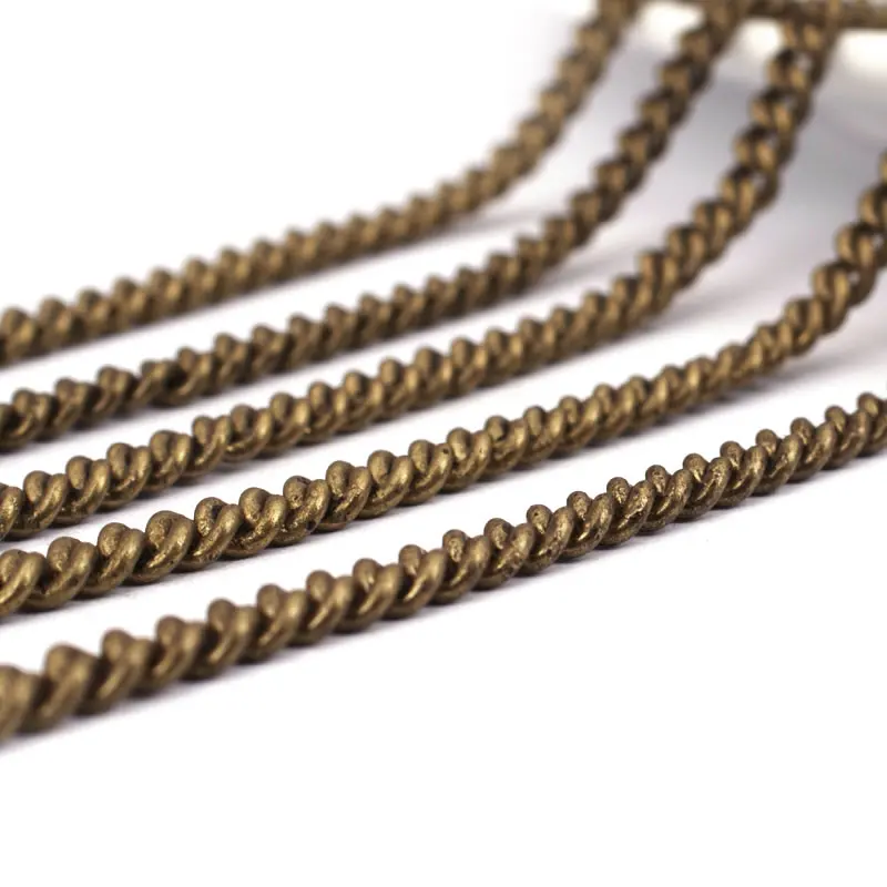 2 Meters width 3MM 3.5MM Antique Bronze Coppe Dense Stronger Extended Chain Diy Jewelry Necklace Findings Accessories Wholesale