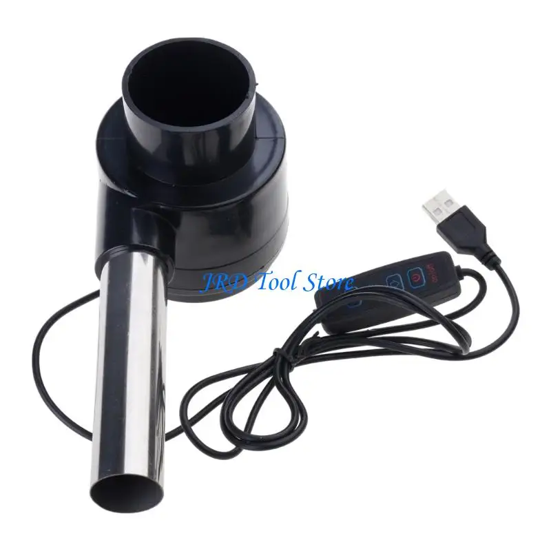 A2UD Electric Air Blower 5V USB Powered 5 Speed Modes 14.5cm Long Tube Fit for Grill Cooling And Smoky Ventilation