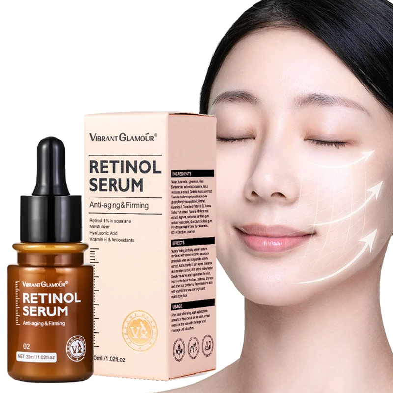 

Retinol Face Serum Anti Wrinkle Shrink Pores Moisture Compact Promote Skin Whitening Brighten Skin Tone Fade Fine Lines 30ml