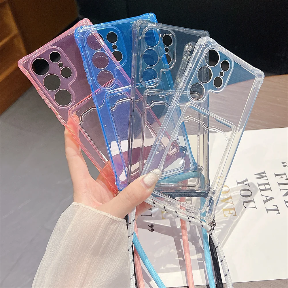 

Чехол-кошелек с шнурком для карточек для Samsung Galaxy S24 S23 Plus S22 Ultra S21 FE A55 A35 A54 A34 A73 A53 5G A72 A52 Мягкий чехол