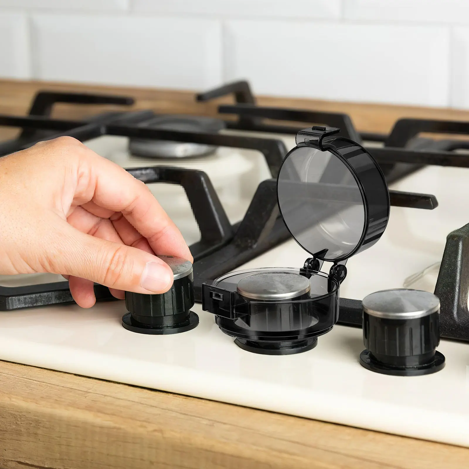 5Pcs Gas Stove Knob Protective Covers Childproof Safety Guard Heat Resistant Oil Proof Kitchen Burner Knob Cover Prevent Misuse