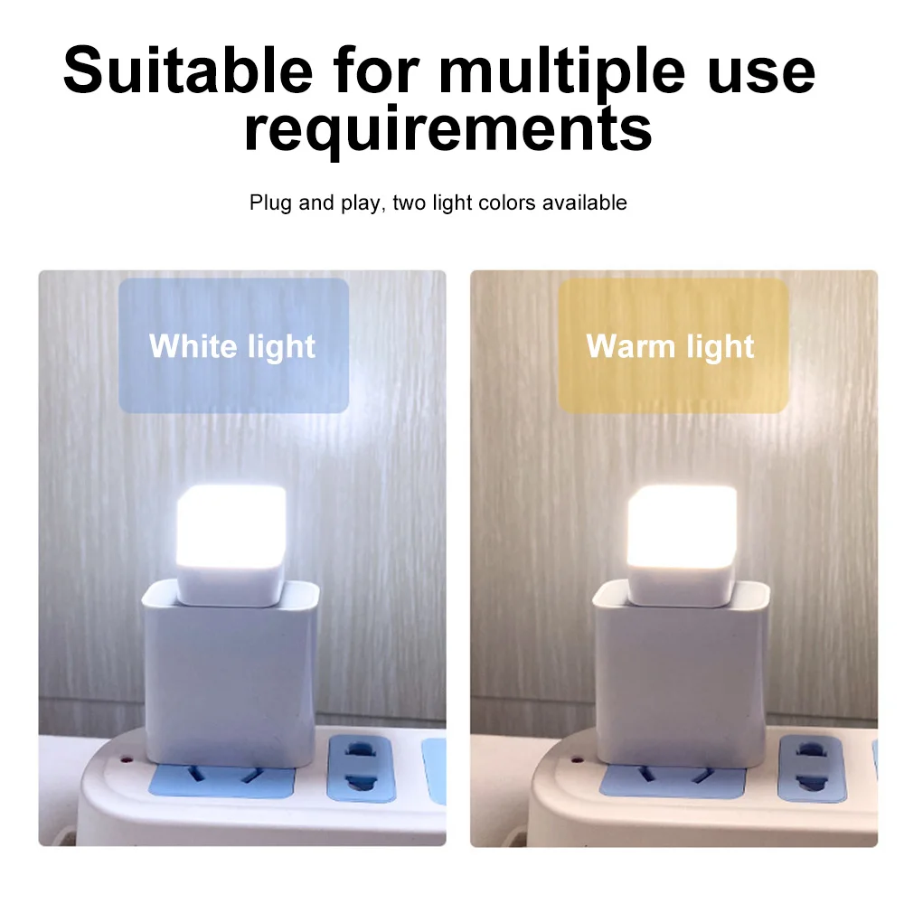 USB Night Light Mini LED Night Light Power Bank Charging Book Lights Small Square Reading Eye Protection Lamps Camp Equipment