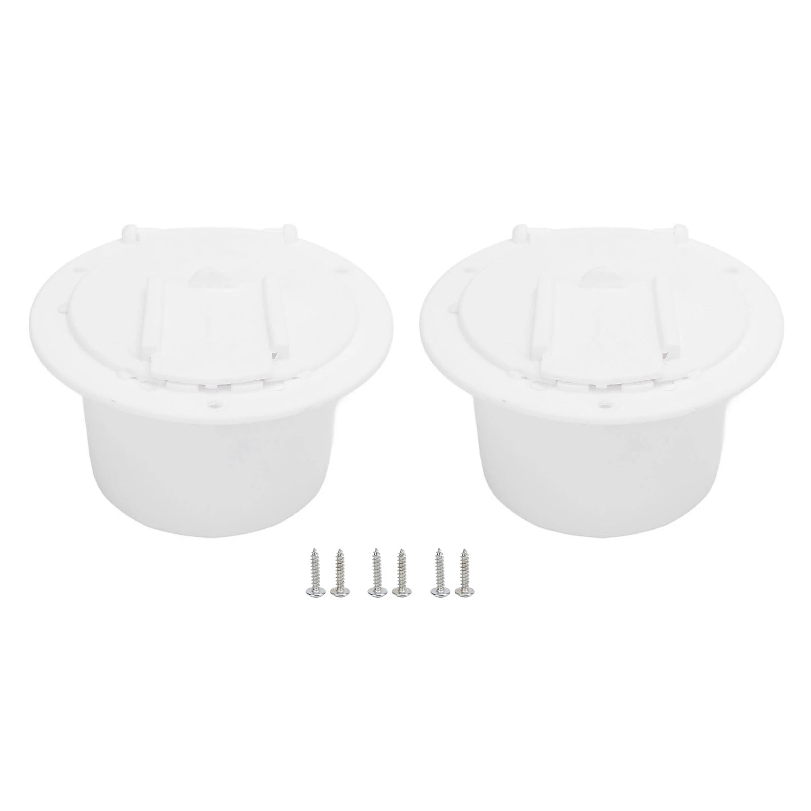 

2 Set RV Electrical Cable Hatch Snap On Lid Easy To Slide Door Round Power Cable Plug Storage Hatch for 30A Cord